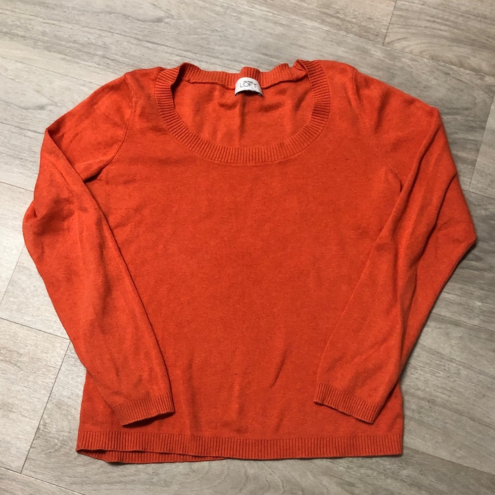 LOFT Orange Crew Neck Sweater M